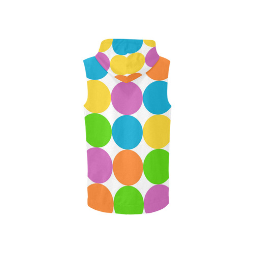 Neon Colored Dots All Over Print Sleeveless Zip Up Hoodie for Women (Model H16)