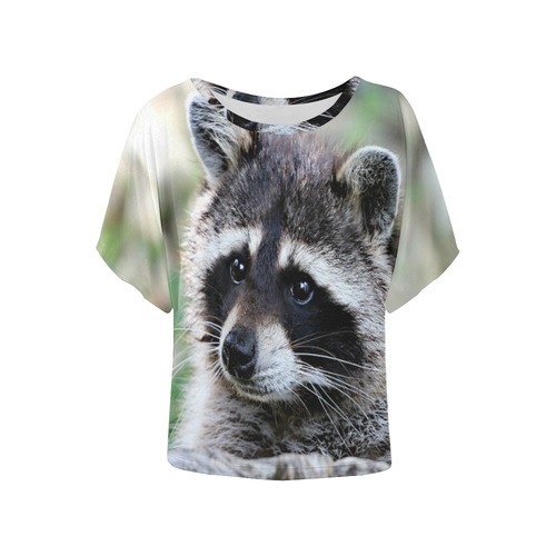Beautiful Raccoon Women's Batwing-Sleeved Blouse T shirt (Model T44)