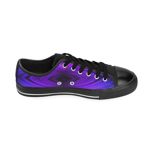 60s Psychedelic purple and blue a  kids shoes Low Top Canvas Shoes for Kid (Model 018)