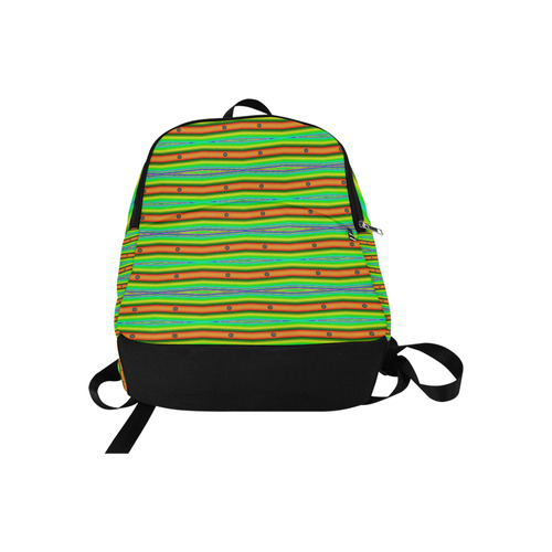 Bright Green Orange Stripes Pattern Abstract Fabric Backpack for Adult (Model 1659)