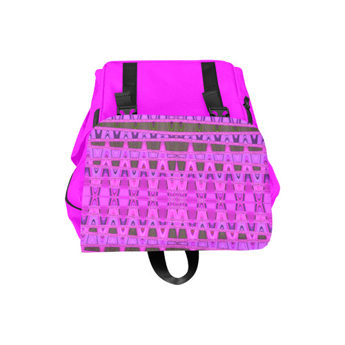 Bright Pink Black Abstract Pattern Casual Shoulders Backpack (Model 1623)