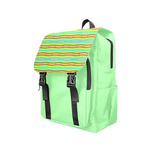 Bright Green Orange Stripes Pattern Abstract Casual Shoulders Backpack (Model 1623)