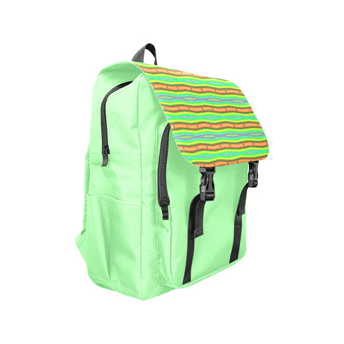 Bright Green Orange Stripes Pattern Abstract Casual Shoulders Backpack (Model 1623)