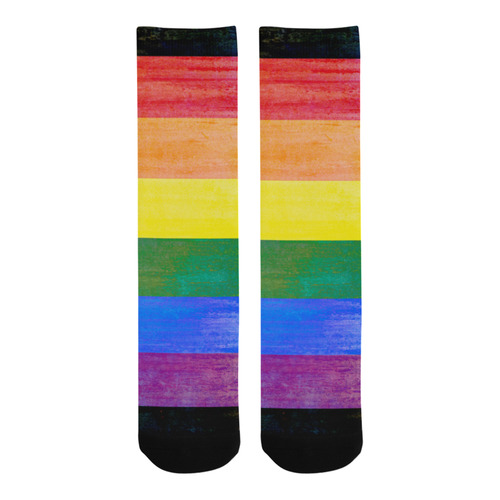 Rainbow Flag Colored Stripes Grunge Trouser Socks