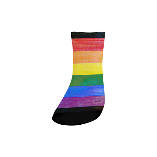 Rainbow Flag Colored Stripes Grunge Quarter Socks