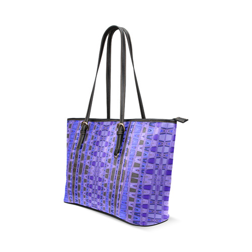Blue Black Abstract Pattern Leather Tote Bag/Small (Model 1640)