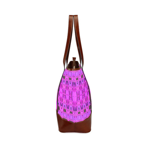 Bright Pink Black Abstract Pattern Tote Handbag (Model 1642)