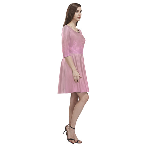 Romantic Hearts In Pink Tethys Half-Sleeve Skater Dress(Model D20)