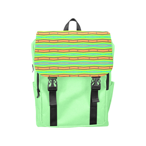 Bright Green Orange Stripes Pattern Abstract Casual Shoulders Backpack (Model 1623)