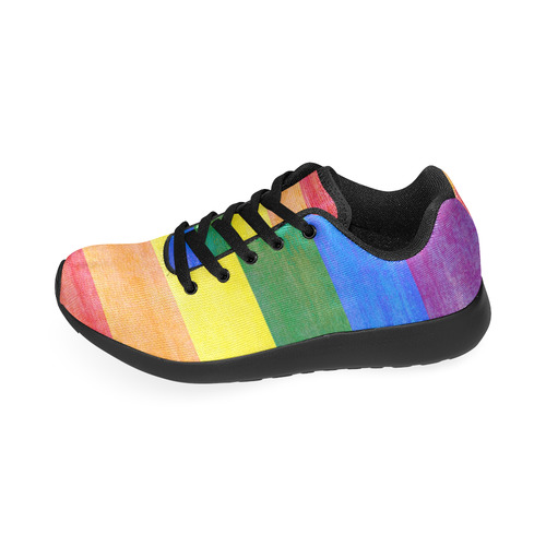 Rainbow Flag Colored Stripes Grunge Men’s Running Shoes (Model 020)