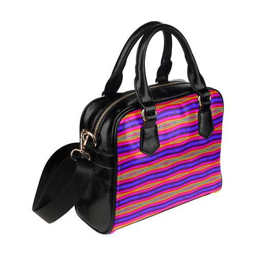 Bright Pink Purple Stripe Abstract Shoulder Handbag (Model 1634)