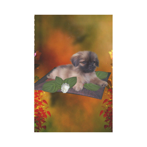 Cute lttle pekinese, dog Garden Flag 12‘’x18‘’（Without Flagpole）
