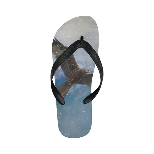 A american bald eagle flies in the snowy mountains Flip Flops for Men/Women (Model 040)