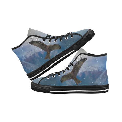 A american bald eagle flies in the snowy mountains Vancouver H Men's Canvas Shoes/Large (1013-1)