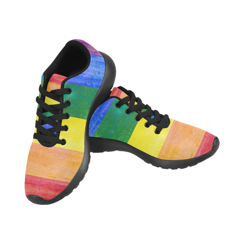 Rainbow Flag Colored Stripes Grunge Men’s Running Shoes (Model 020)