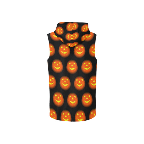 Funny Halloween - Pumpkin Pattern by JamColors All Over Print Sleeveless Zip Up Hoodie for Women (Model H16)