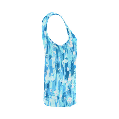 Blue Grunge Love All Over Print Tank Top for Women (Model T43)