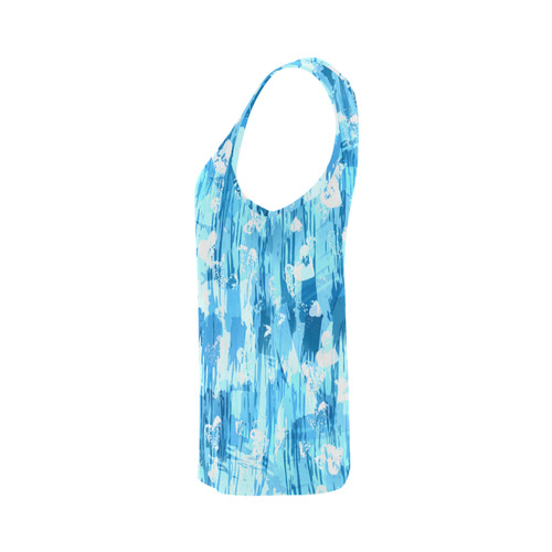 Blue Grunge Love All Over Print Tank Top for Women (Model T43)