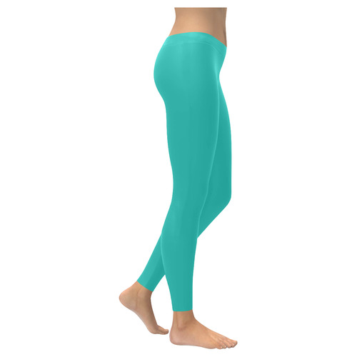 Turquoise Women's Low Rise Leggings (Invisible Stitch) (Model L05)