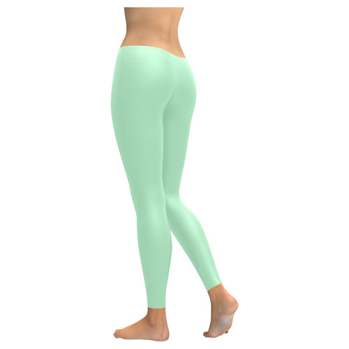 Magic Mint Green Women's Low Rise Leggings (Invisible Stitch) (Model L05)