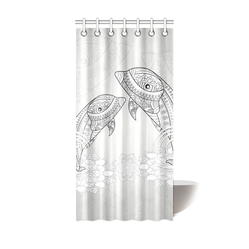 Funny dolphin, mandala design Shower Curtain 36"x72"