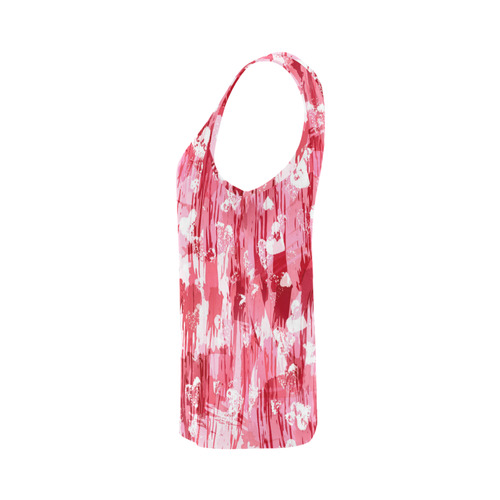 Red Grunge Love All Over Print Tank Top for Women (Model T43)
