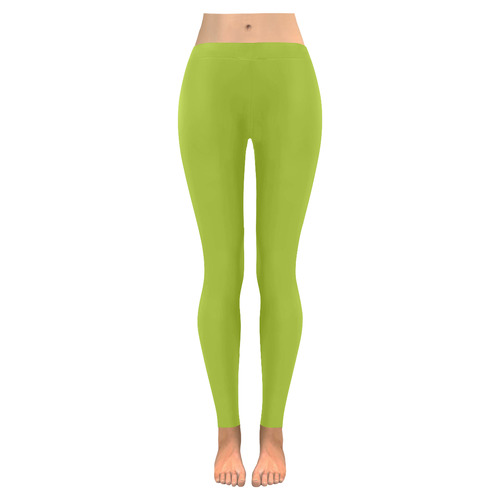 Atlantis Green Women's Low Rise Leggings (Invisible Stitch) (Model L05)