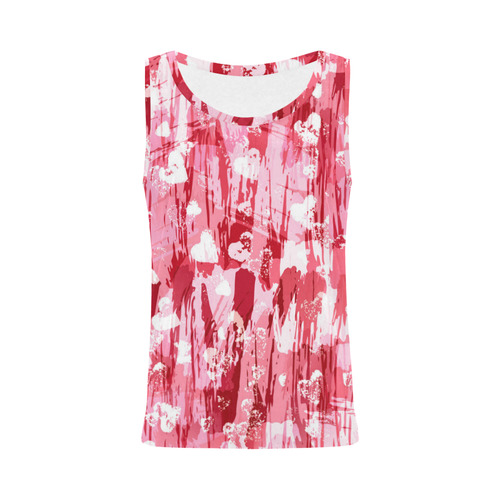 Red Grunge Love All Over Print Tank Top for Women (Model T43)