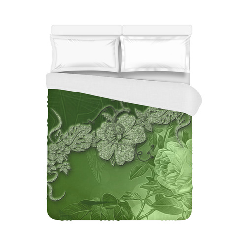 Wonderful green floral design Duvet Cover 86"x70" ( All-over-print)