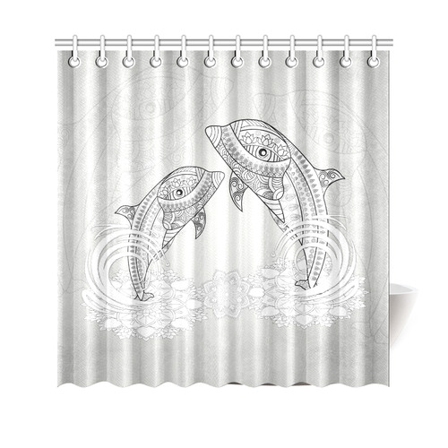 Funny dolphin, mandala design Shower Curtain 69"x70"