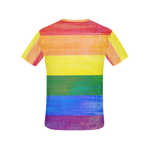 Rainbow Flag Colored Stripes Grunge All Over Print T-Shirt for Women (USA Size) (Model T40)