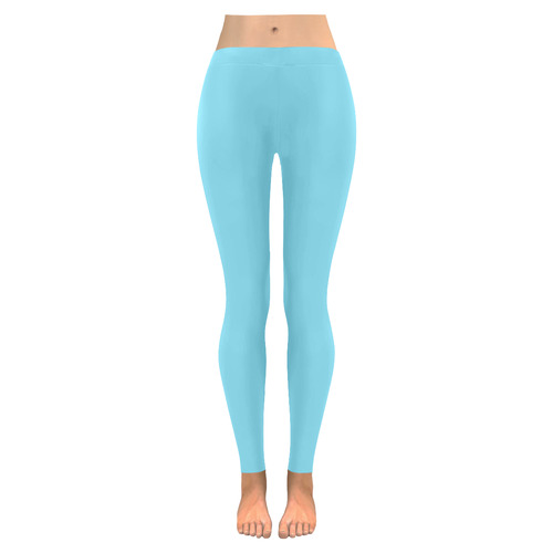 Malibu Blue Women's Low Rise Leggings (Invisible Stitch) (Model L05)