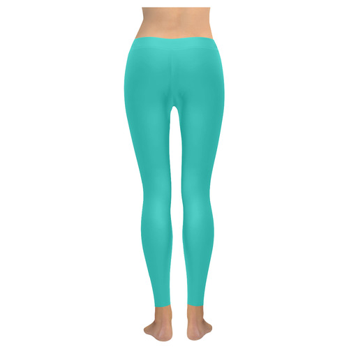 Turquoise Women's Low Rise Leggings (Invisible Stitch) (Model L05)