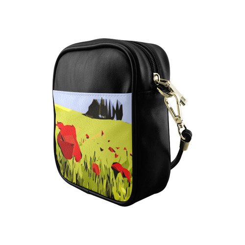 Abstract Geometric Poppy Landscape Sling Bag (Model 1627)