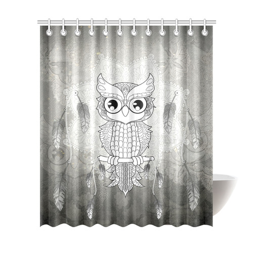 Cute owl, mandala design Shower Curtain 72"x84"