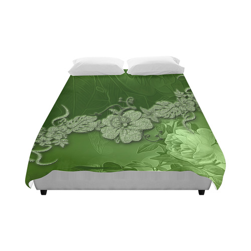Wonderful green floral design Duvet Cover 86"x70" ( All-over-print)