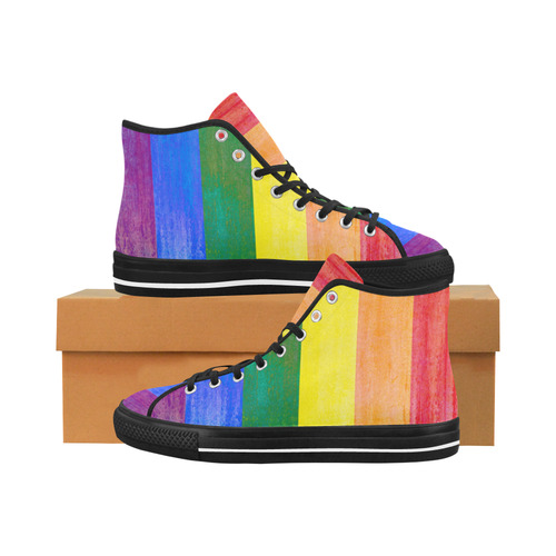 Rainbow Flag Colored Stripes Grunge Vancouver H Men's Canvas Shoes (1013-1)