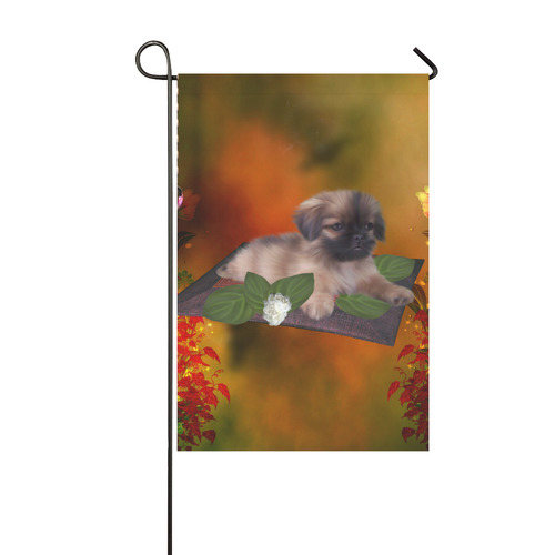 Cute lttle pekinese, dog Garden Flag 12‘’x18‘’（Without Flagpole）