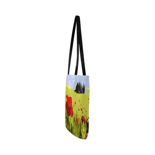 Abstract Geometric Poppy Landscape Reusable Shopping Bag Model 1660 (Two sides)
