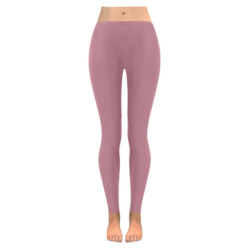 Old Rose Women's Low Rise Leggings (Invisible Stitch) (Model L05)