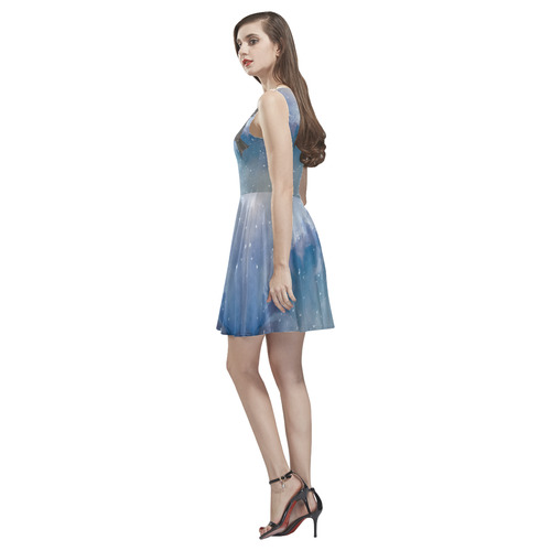 A american bald eagle flies in the snowy mountains Thea Sleeveless Skater Dress(Model D19)