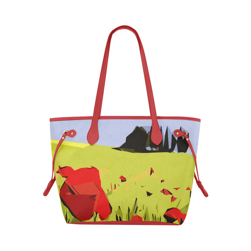 Abstract Geometric Poppy Landscape Clover Canvas Tote Bag (Model 1661)