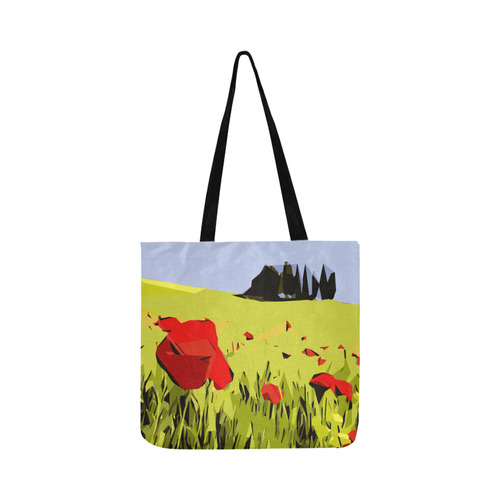 Abstract Geometric Poppy Landscape Reusable Shopping Bag Model 1660 (Two sides)