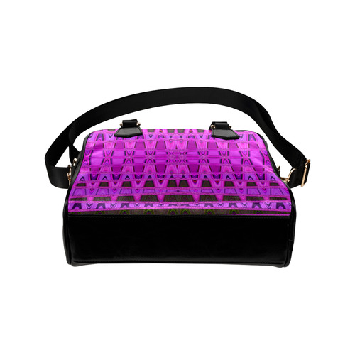 Bright Pink Black Abstract Pattern Shoulder Handbag (Model 1634)