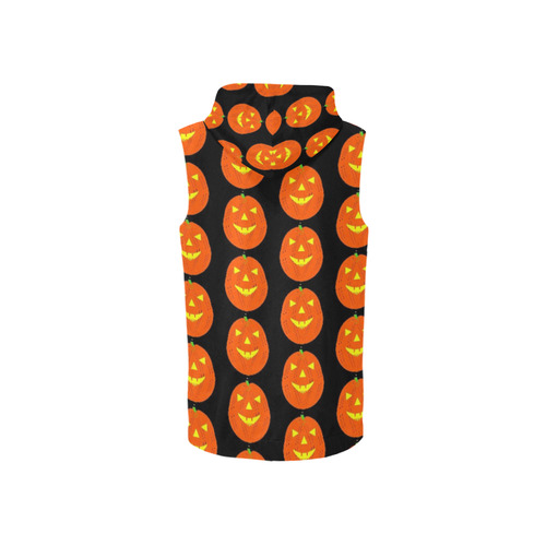 Funny Halloween - Pumpkin Pattern 2 by JamColors All Over Print Sleeveless Zip Up Hoodie for Women (Model H16)