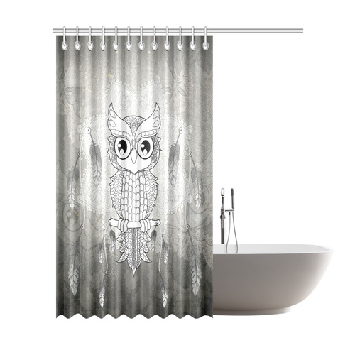 Cute owl, mandala design Shower Curtain 72"x84"