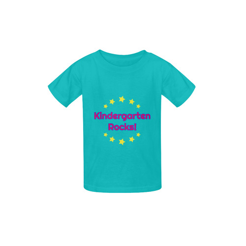 Kindergarten Rocks Pink/blue on Teal Kid's  Classic T-shirt (Model T22)