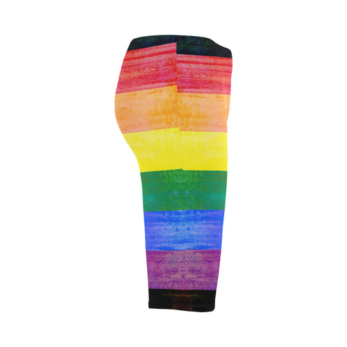 Rainbow Flag Colored Stripes Grunge Hestia Cropped Leggings (Model L03)