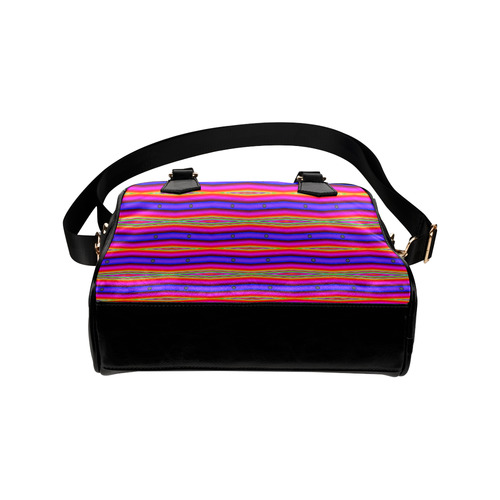 Bright Pink Purple Stripe Abstract Shoulder Handbag (Model 1634)