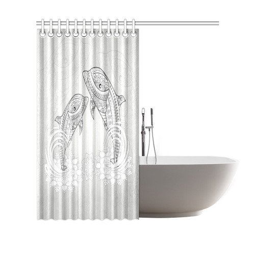 Funny dolphin, mandala design Shower Curtain 69"x70"